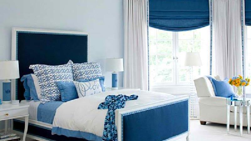 دکوراسیون اتاق خواب با رنگ آبی یخی