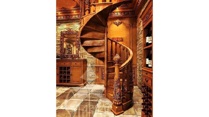 پله گرد چوبی