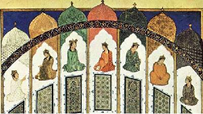 همسر بهرام گور در هفت پیکر نظامی داستان شهر مدهوشان را تعریف می کند