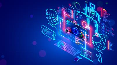 A computer screen with neon lightsDescription automatically generated