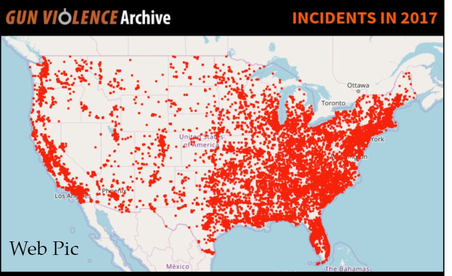 15هزار کشته در آمریکا بر اثر تیراندازی طی 2017