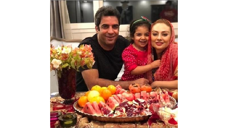 جشن یلدایی یکتا ناصر در کنار همسر و فرزند
